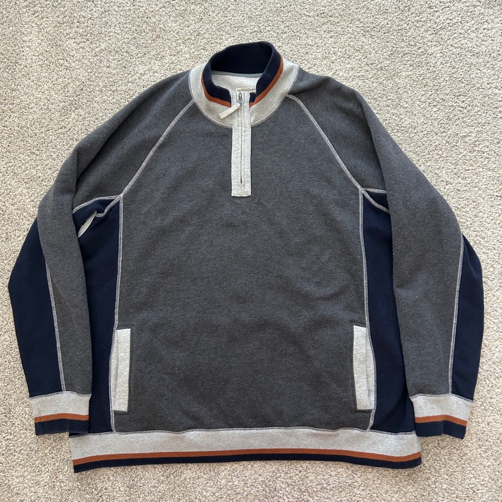 Carbon 2 Cobalt Quarter Zip Sweatshirt XXL Grey Navy Colorblock Fleece‎ Pullover